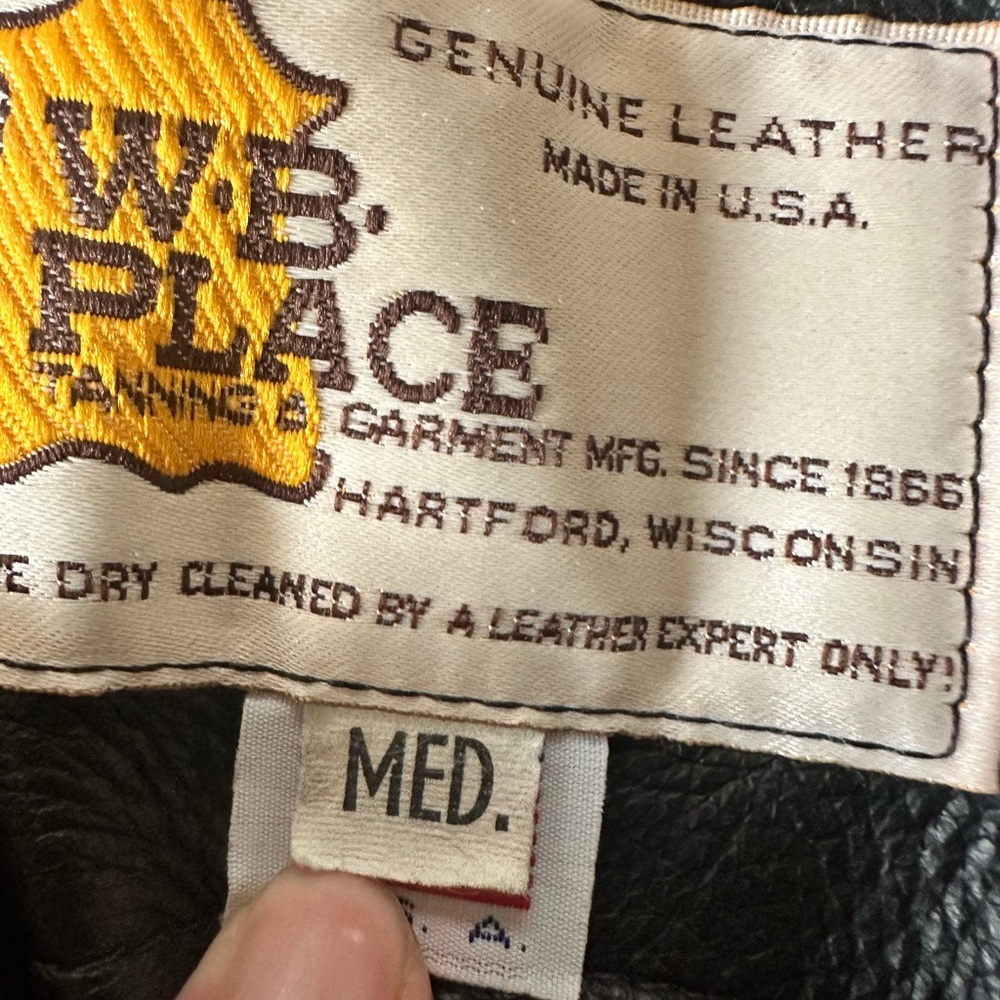 Vintage Genuine Leather W.B. Place Trench Coat-Black-Size Medium - Picture 10 of 10